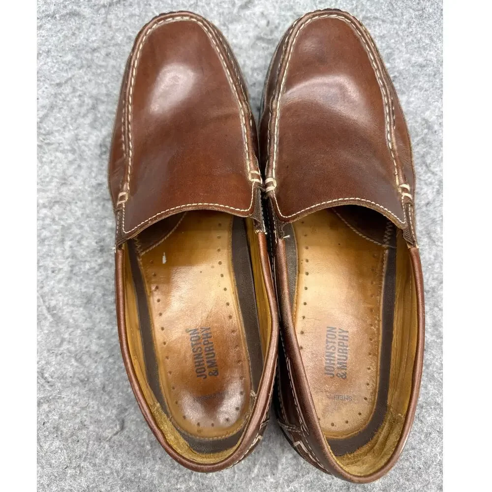 Johnston & Murphy Fowler Venetian Brown Sheepskin Leather Slip On Loafer Men 12M